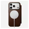 Capa de pele tipo carteira para telemóvel Nomad Modern Leather Folio para iPhone 17 Pro – castanha, compatível com 6,3 polegadas (16 cm), 4 compartimentos para cartões