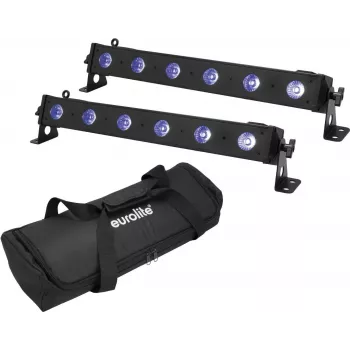 Luminária LED bar EUROLITE LED BAR-6 QCL RGB+UV conjunto com 2 unidades — iluminação de palco/arquitetura, LEDs RGB + UV