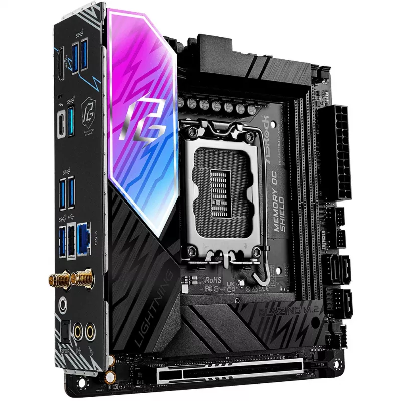 Placa-mãe ASROCK B860I Lightning WiFi — Intel B860, LGA 1851, Mini-ITX, DDR5, 2x DIMM, 4x M.2, 2.5Gb LAN, Wi‑Fi 6E, Bluetooth 5.3