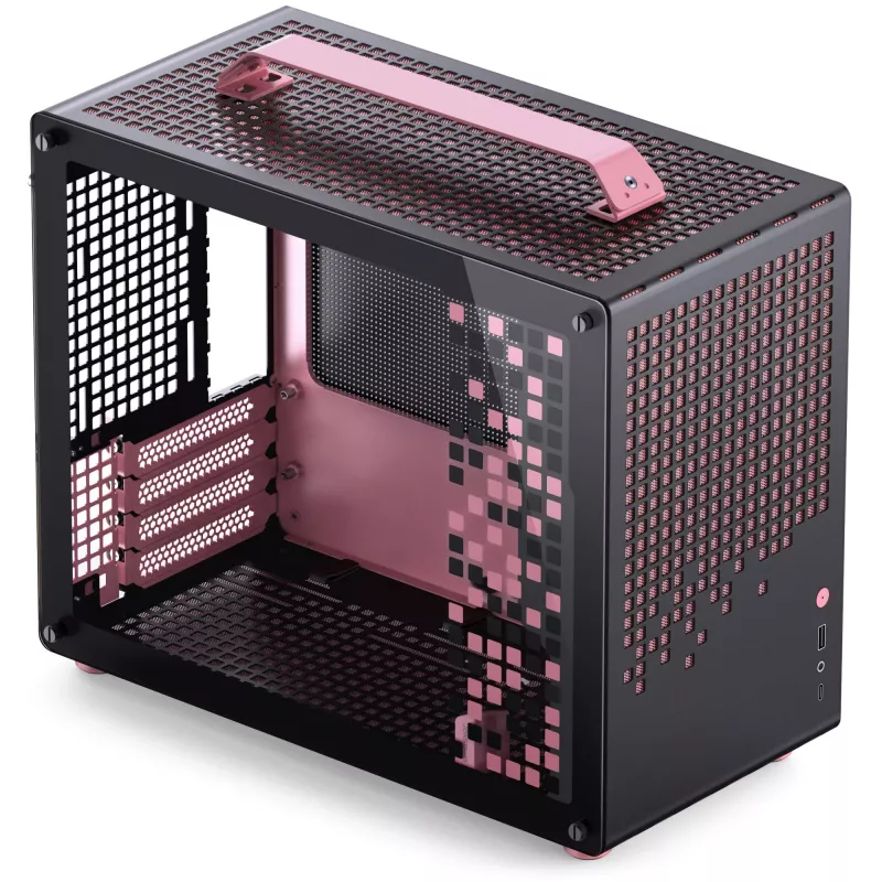 Caixa Jonsplus MATX Handle Case Z20 preto-rosa – caixa Mini/Micro/Flex-ATX com pega de transporte