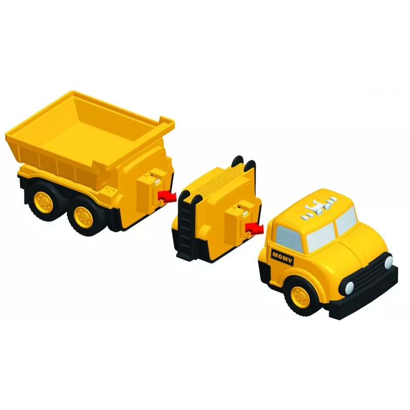 Conjunto de veículos Popular Playthings Mix or Match Vehicles Construction preto amarelo