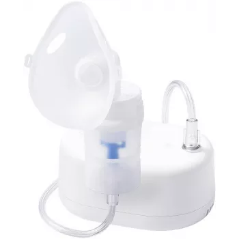 Nebulizador de compressor Omron NE-C810 (NE-810) portátil, nebulização de 0,35 ml/min, 53 dB, tubo de ar de 100 cm, inclui máscaras e bocal
