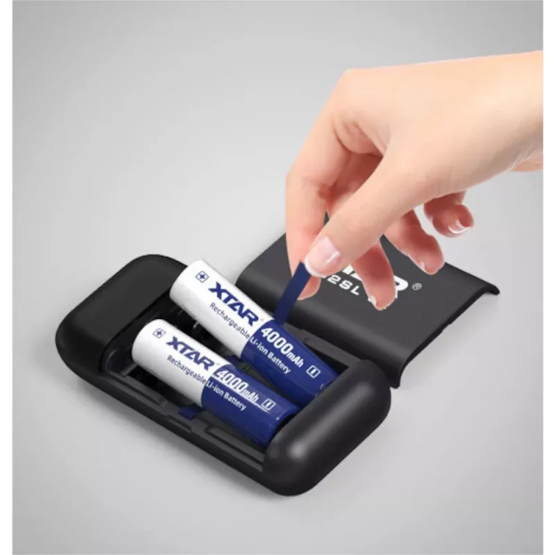 Carregador / powerbank para baterias Li-Ion 18650 / 20700 / 21700 Xtar PB2SL V2 preto