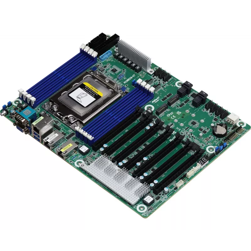 Placa-mãe de servidor ASRock ROMED8-2T/BCM, AMD EPYC 7003, socket SP3, ATX, 8× DDR4 DIMM, 3× RJ-45, 10× SATA III, 7× PCIe x16 Gen4