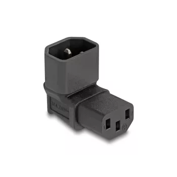 Adaptador de alimentação DeLOCK IEC 60320 C14 para tomada C13 10 A 90° preto 80472