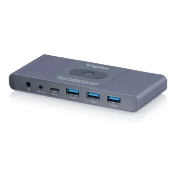 Switch KVM DIGITUS USB-C 3.0 HDMI 2 portas 4K60Hz, USB-C/USB-A, alumínio, 135×60×30 mm