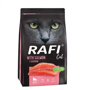 Comida seca para gatos dolina noteci Rafi Sterilised com salmão — 7 kg, 32 % proteína, 10 % gordura, sem glúten e sem açúcar
