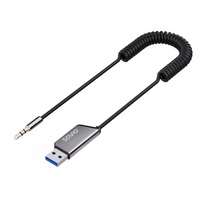 Savio TR-16 transmissor adaptador AUX com função mãos-livres, Bluetooth 5.3, Google Assistant/Siri