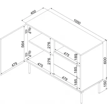 Cómoda Cama 1D2S TRESSE 100x40x75 caxemira mate