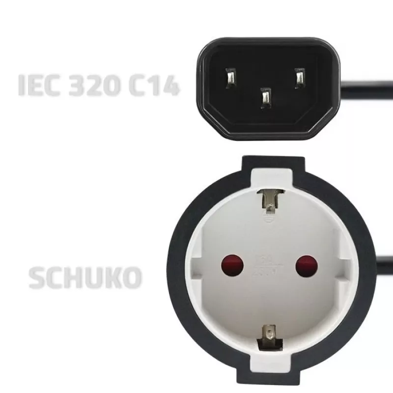 Adaptador de alimentação QOLTEC 53906 IEC 320 C14 para SCHUKO 16A 250V
