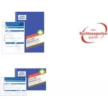 Bloco de registo de primeiros socorros AVERY A5 50 folhas – bloco de registo de incidentes para documentação médica e de segurança