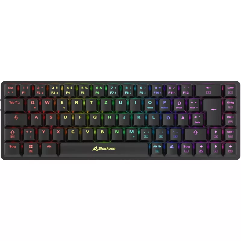 Teclado Sharkoon PureWriter W65 Gaming RF sem fios QWERTZ Alemão preto