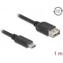 Cabo USB 2.0 DELOCK 81536 — USB-C para USB-A, 1 m, preto, contactos dourados