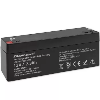 Bateria AGM selada QOLTEC 12V 2,3Ah para sistemas UPS e de backup, descarga máx. 34,5A