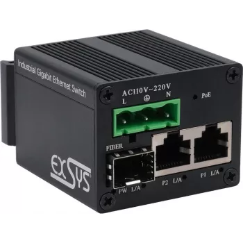 Switch de rede Exsys EX-62010POE-SFP PoE+ não gerido 1 Gbps com 2 portas SFP