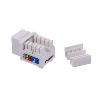 Módulo Keystone LANBERG KSU6-1090, Cat6 U/UTP plano, ficha RJ-45 para conector fêmea LSA, AWG 22/26, 14.5×16.1 mm, branco