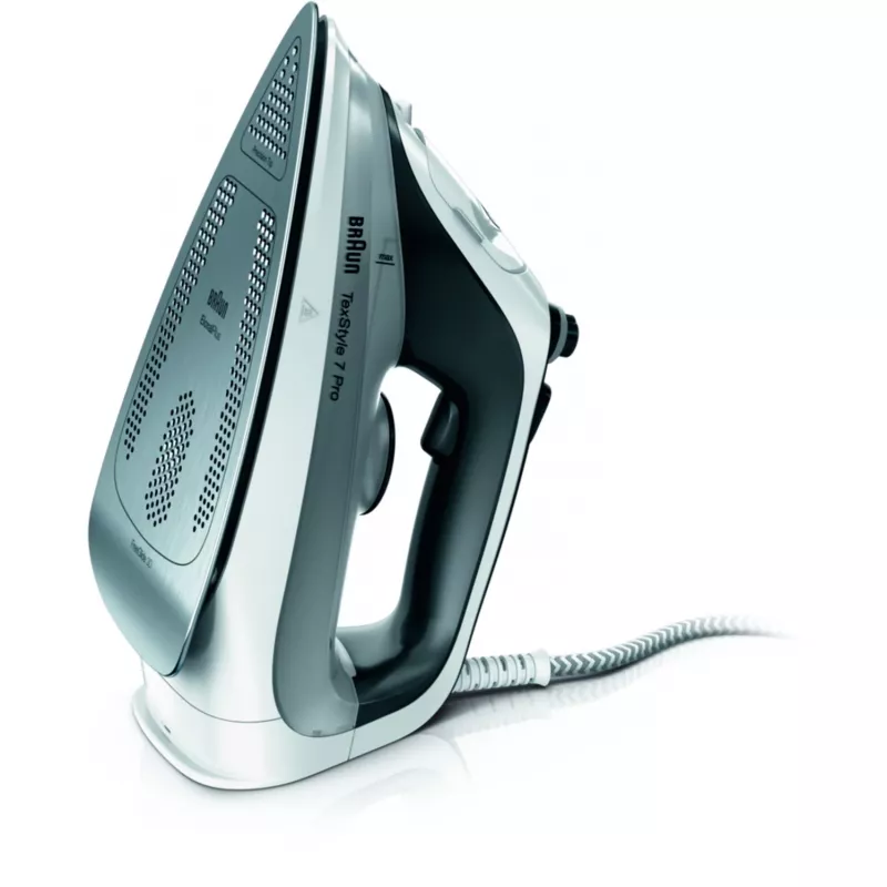 Ferro de engomar a seco e a vapor Braun TexStyle 7 Pro SI7149WB Base EloxalPlus 2900 W Preto, Branco