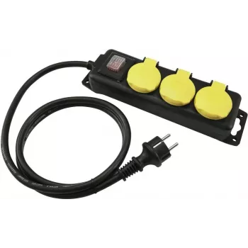 Régua de tomadas EUROLITE 30240117 — 3 tomadas, IP44, 3 m de cabo