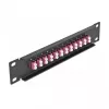 Patch panel de fibra ótica DeLOCK 10 polegadas 12 portas LC duplex violeta 1U preto