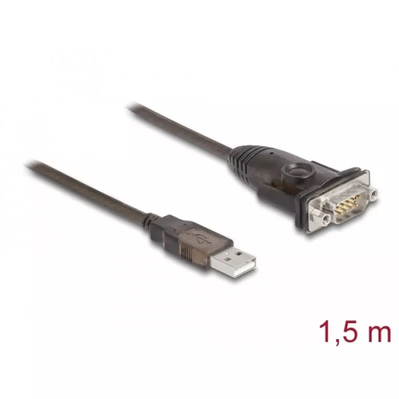 Adaptador DeLOCK USB 2.0 Type-A para série RS-232 D-Sub 9 pinos macho 1,5 m