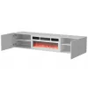Móvel de TV Cama RTV LARA 183x35x37 branco mate + lareira branca