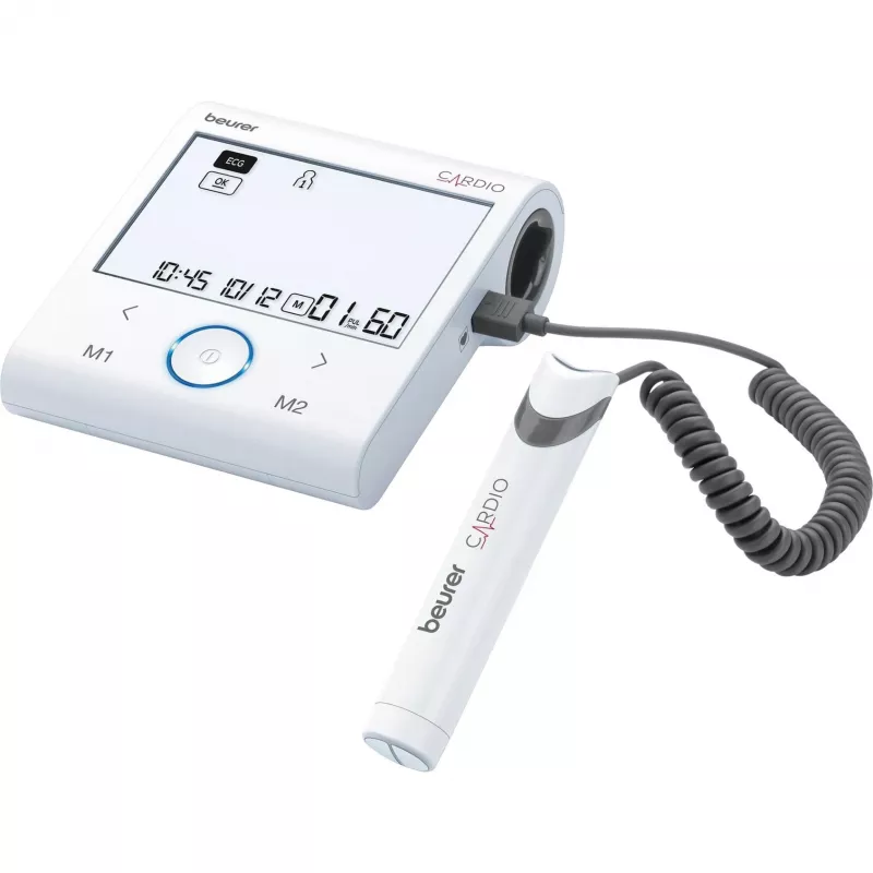 Medidor de tensão arterial de braço Beurer BM 96 Cardio com ECG, branco/cinzento