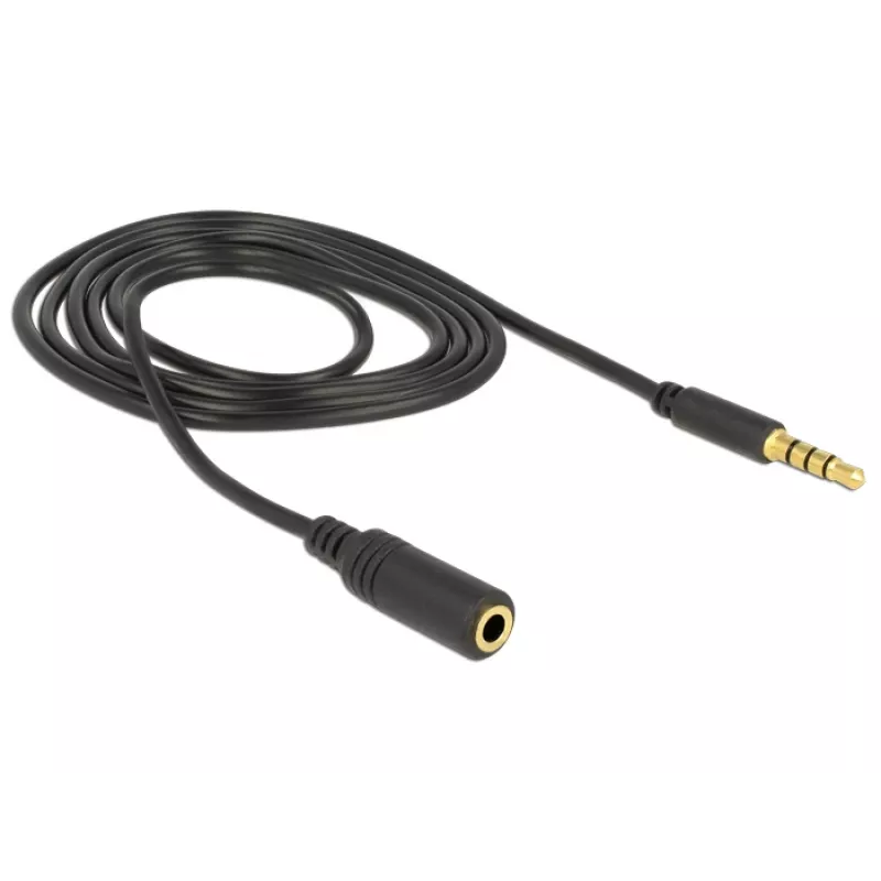 Cabo de áudio 3,5 mm ficha para conector fêmea DeLOCK 84666 preto 1 m