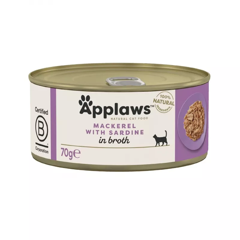 APPLAWS Cavala com sardinha em caldo - Alimento húmido para gatos - 70g