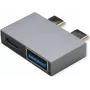 Adaptador USB 3.2 Gen 2 ROLINE, 2x USB Type-C - 1x Type-A + 1x C, macho/fêmea, cor prateada (12.03.2946)