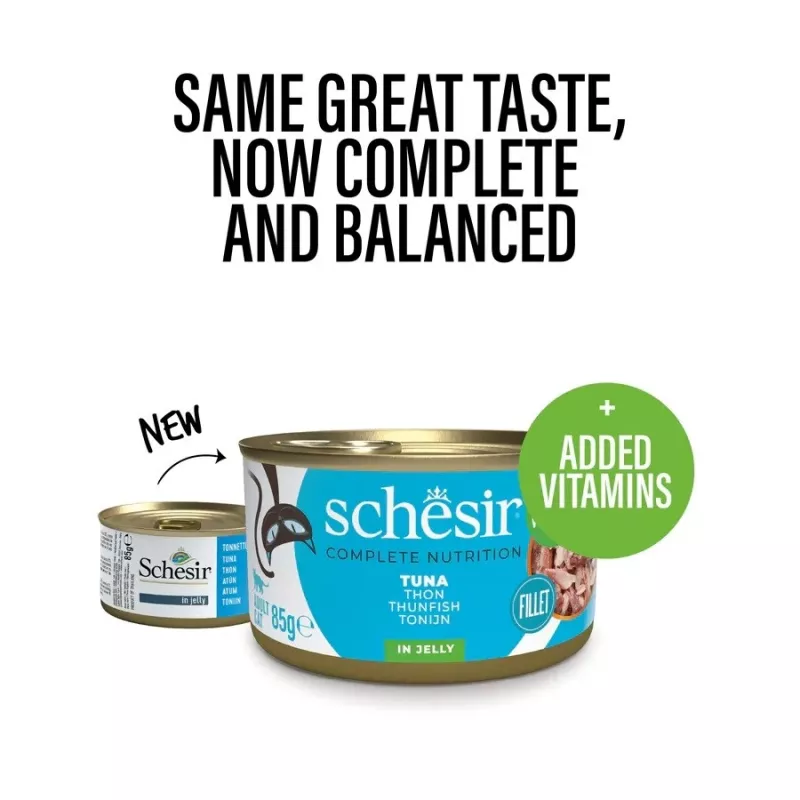 Alimento húmido para gatos Agras Pet Foods Schesir Atum em Gelatina 6×50 g (300 g), Monoproteico, gatos adultos, sem soja e sem glúten