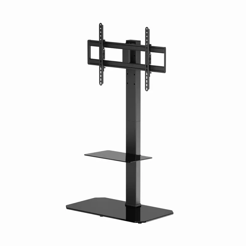 Suporte de TV de chão GEMBIRD TVS-86ST-01 para televisores de 43–86 polegadas, preto, base em vidro temperado, VESA 100x100–600x400, máx. 60 kg