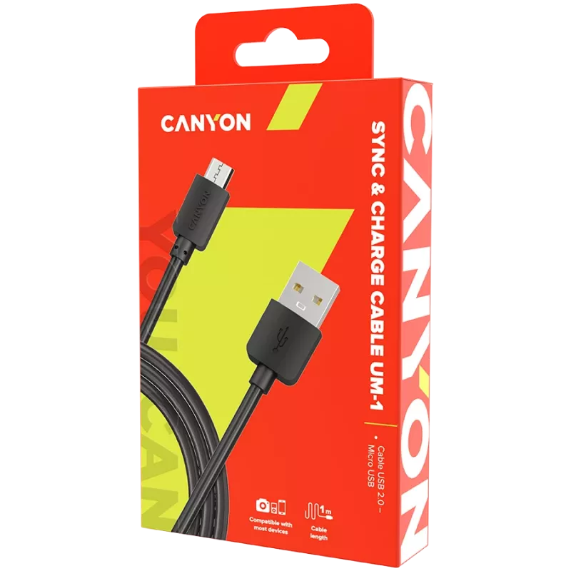 Cabo CANYON UM-1 MicroUSB 5W 1m Preto