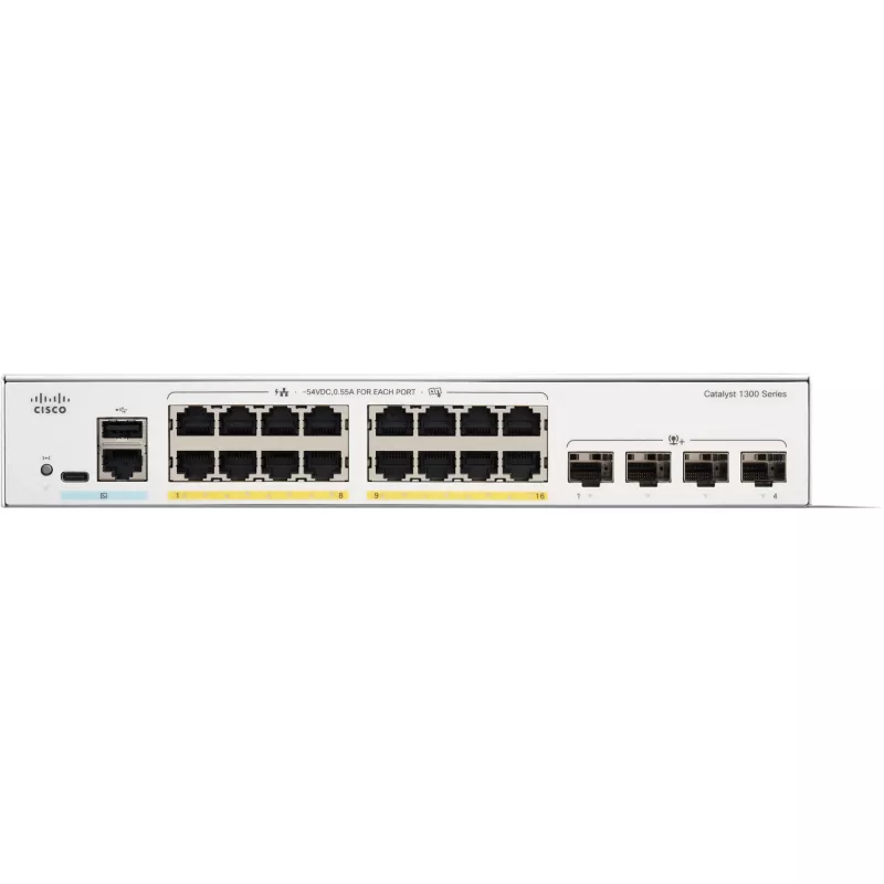 Switch gerido Cisco Catalyst 1300-16P-4X 16 Port GE PoE 4x10GE SFP+