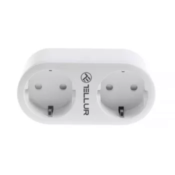 Tomada dupla Tellur WiFi AC, medição de consumo de energia, 16A, 2400W