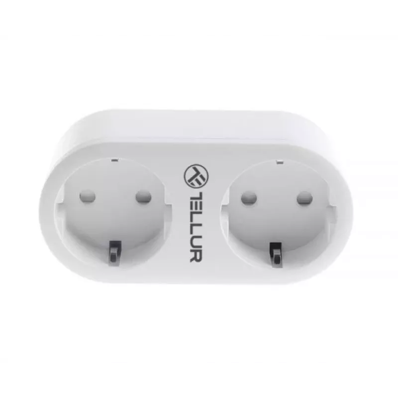 Tomada dupla Tellur WiFi AC, medição de consumo de energia, 16A, 2400W