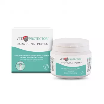 Pó de higiene oral JM Sante Vet Protector 60 g para cães e gatos, suplemento alimentar para animais de estimação adultos