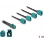 Cabo coaxial DeLOCK 90140 1 m Mini FAKRA Z 4 x FAKRA Z Aqua preto