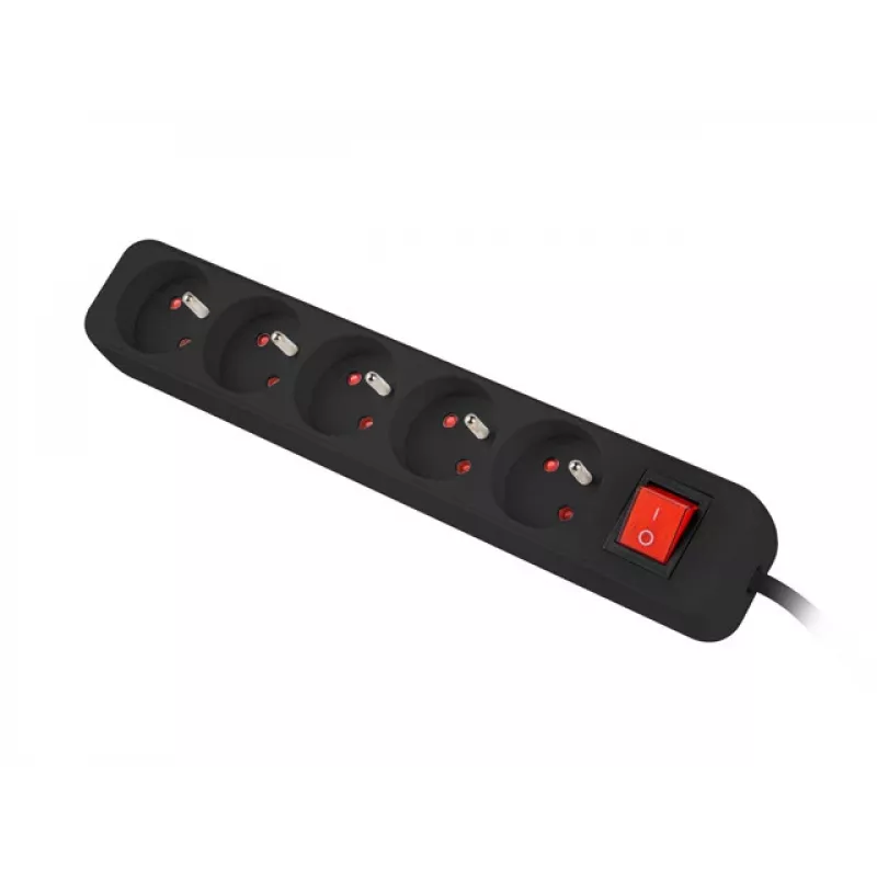 Extensão Lanberg PS1-05E-0300-BK, 5 tomadas, 3 m, preta, com interruptor