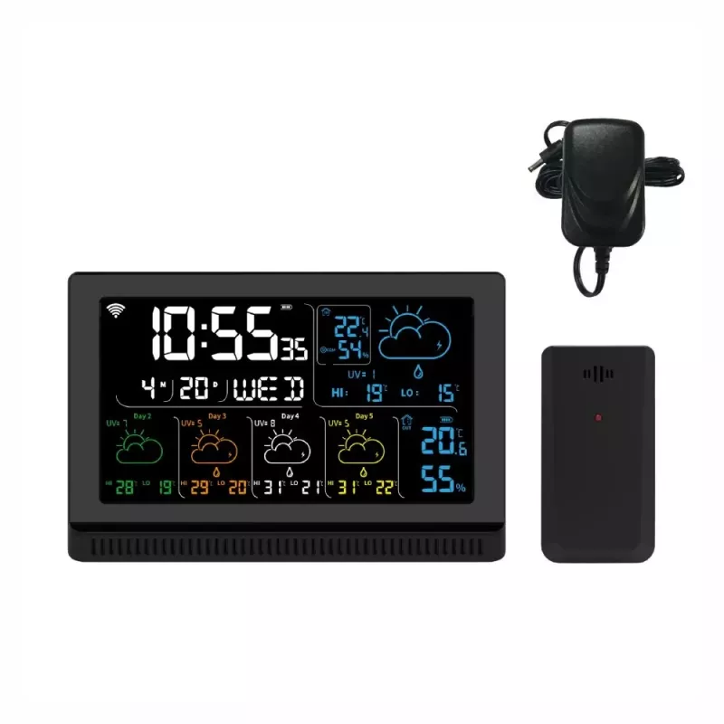 Manta MTO200B Windy Smart estação meteorológica com sensor exterior, Wi-Fi, preta