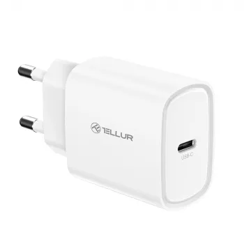 Carregador de parede Tellur TLL151421 20W USB-C PD carregamento rápido para telefones e tablets