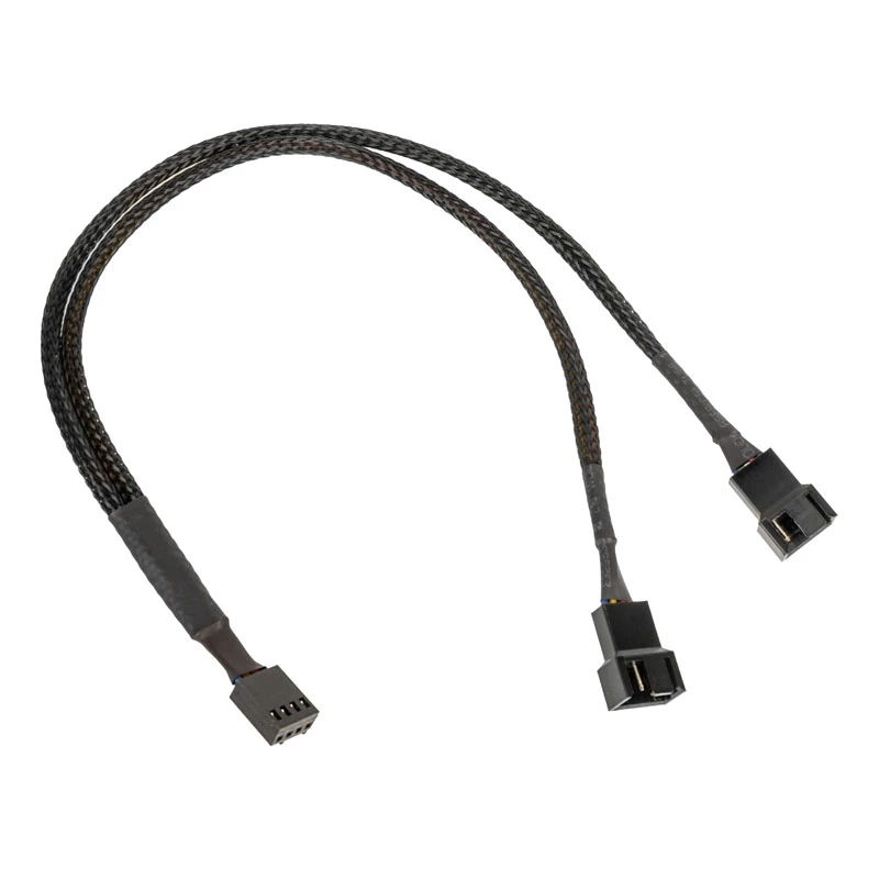 Cabo em Y para ventoinha PWM Kolink 1-para-2, 35 cm, preto, revestido, modelo PGW-AC-KOL-111