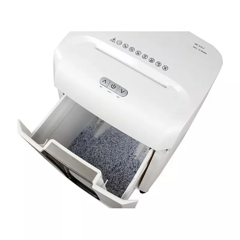 Destruidora de documentos Olympia MC 615.2 – Corte em micropartículas P-5, 22 cm de entrada, capacidade de 15 folhas, 65 dB, branco