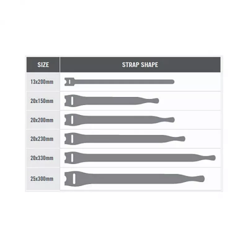 Abraçadeira de cabos reutilizável Velcro ONE-WRAP 200×13 mm, polipropileno, preto, pack de 100