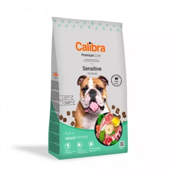 Ração seca para cães Calibra Premium Sensitive Cordeiro 12 kg — alimento completo hipoalergénico para cães adultos, sem cereais, 25 % proteína