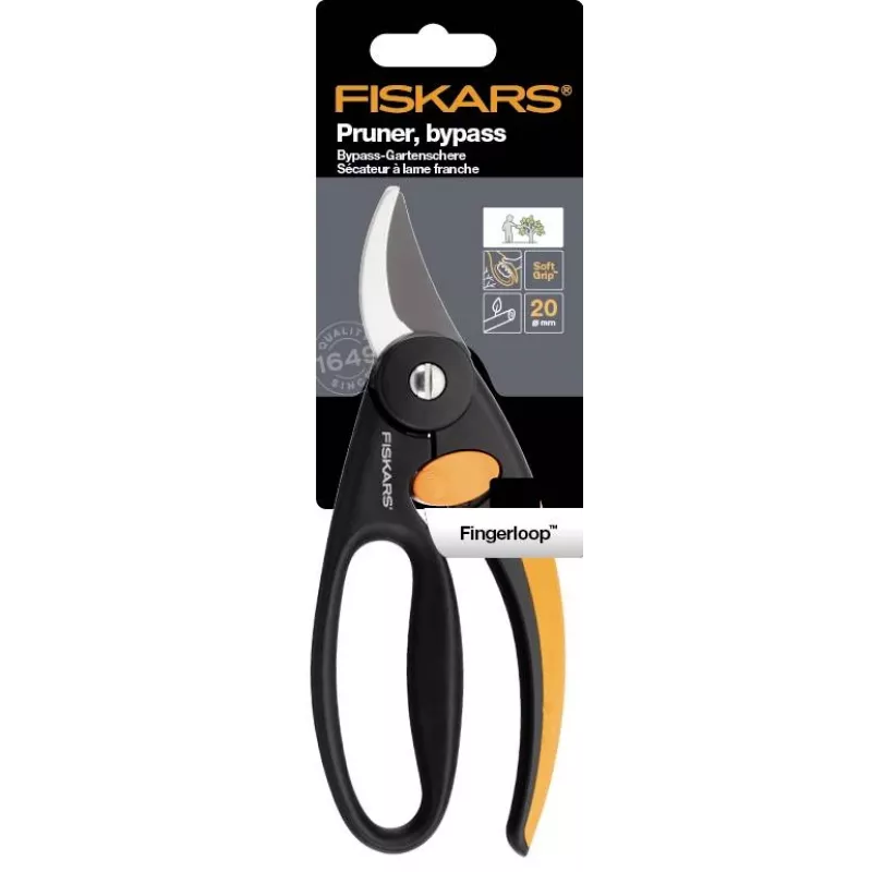 Tesoura de poda Fiskars 111440 Bypass preta — Fiskars 1001534 (tesoura de jardim de mão, Bypass, preta)
