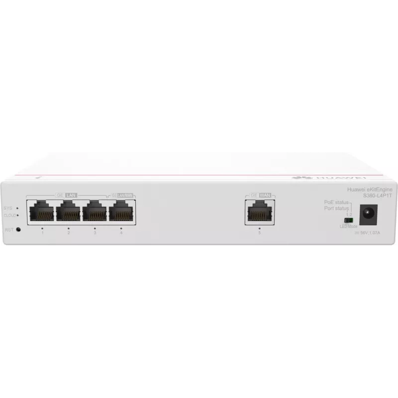 Router multiserviços Huawei S380-L4P1T, 1x WAN, 4x POE LAN