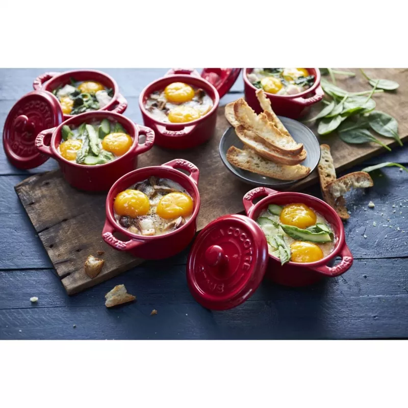 Mini Cocotte Staub redonda, 4 unid. - 200 ml, vermelho