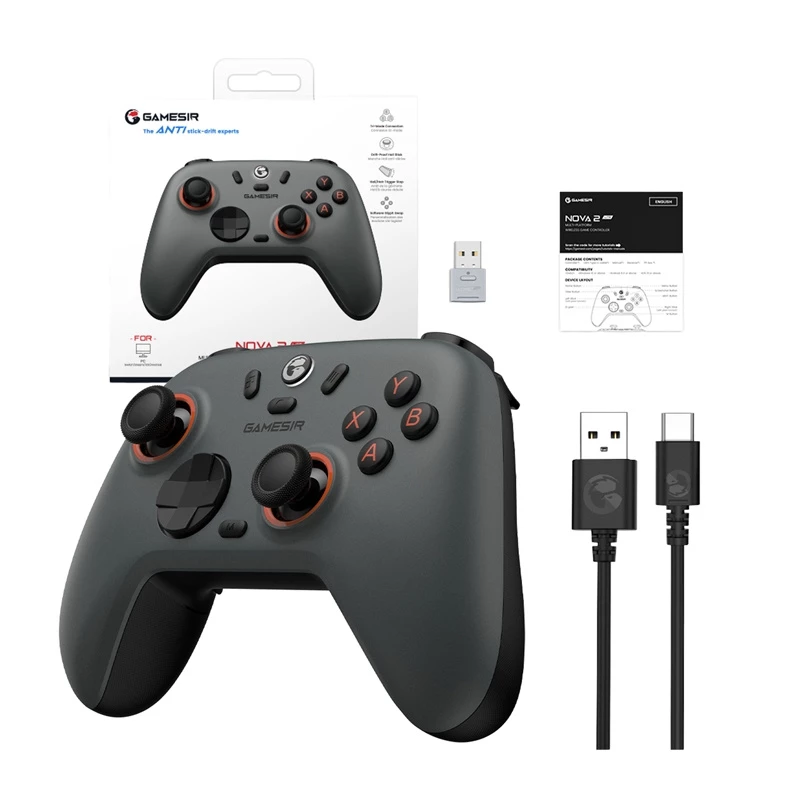 Comando sem fios GameSir Nova 2 Lite Gray — comando de jogos compacto compatível com Bluetooth