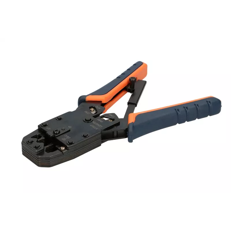 Alicate de cravar RJ45 Extralink 4P+6P+8P com catraca para fichas modulares, 1 unid.