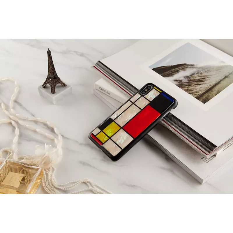 Capa para smartphone iKins para iPhone XS Max Mondrian preta – capa de proteção, concha rígida